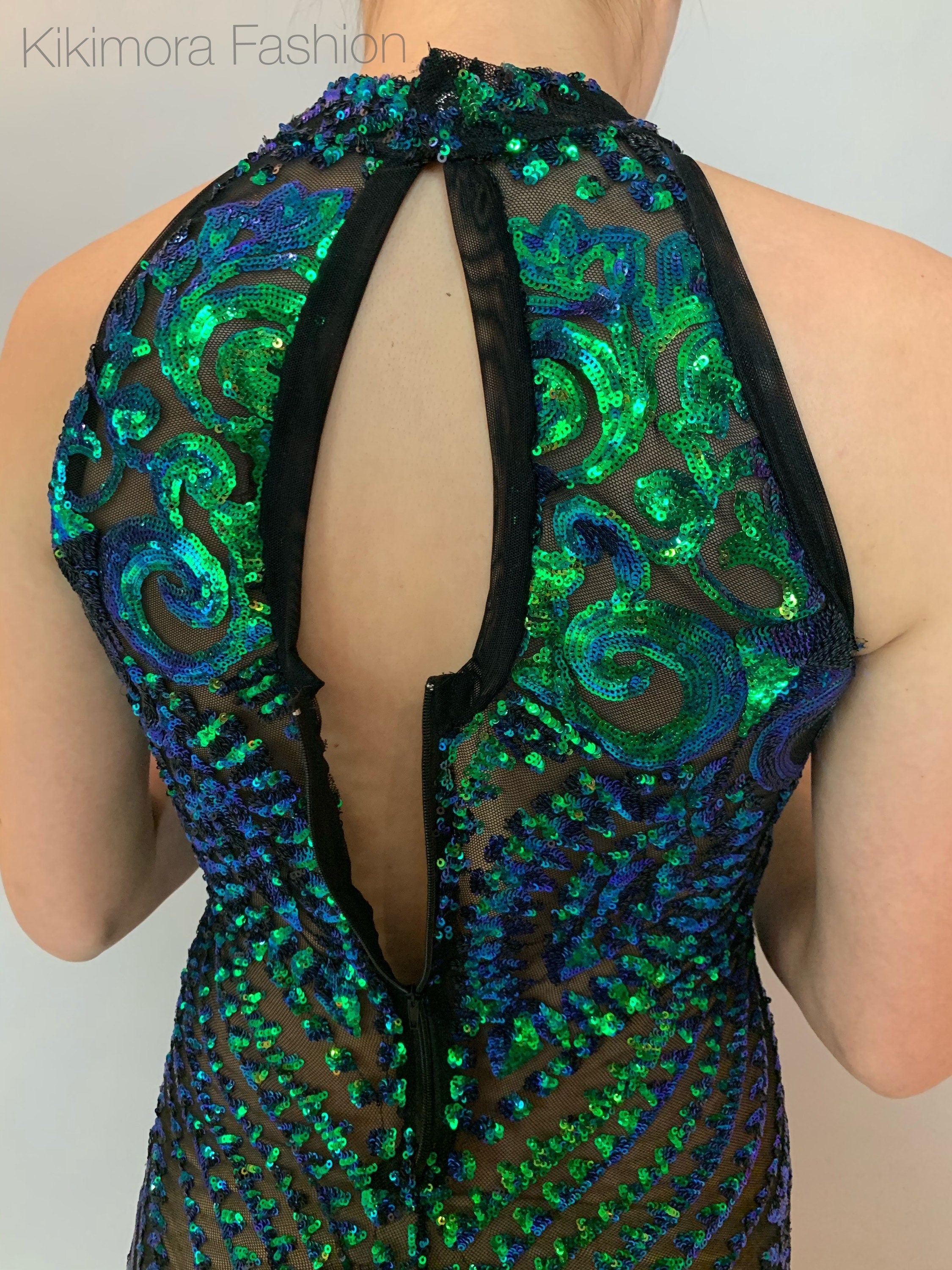 Deep Forest, Glamour Catsuit, Sequins Jumpsuit, Stage Costume, Gymnastic and Party Outfit