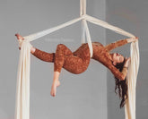 Beige Velvet Catsuit Bodysuit, Full Sleeves, Scoop Neck