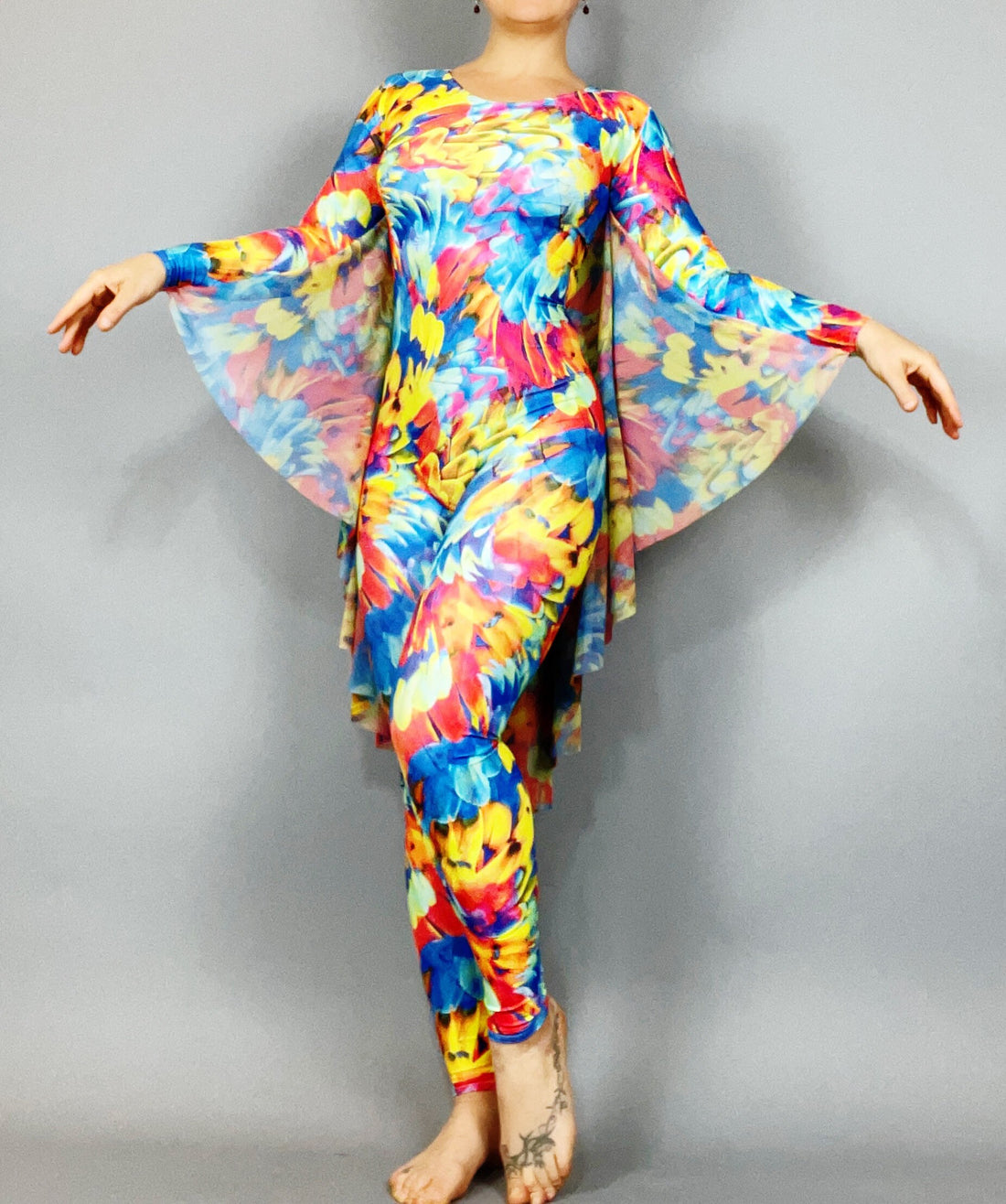 Bodysuit for Women or Men, Made by Measure, Bird Wings, Spandex Catsuit, Dancewear