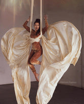 Beige Velvet Catsuit Bodysuit, Full Sleeves, Scoop Neck
