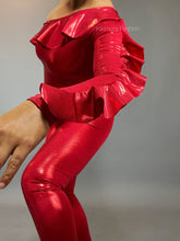 Costume for Dancers, Elegant Ruffle Catsuit, Gymnastic Unitard, Exotic Dance wear, Bodysuit for woman, Circus outfit.