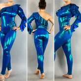 Costume for Dancers, Elegant Ruffle Catsuit, Gymnastic Unitard, Exotic Dance wear, Bodysuit for woman, Circus outfit.