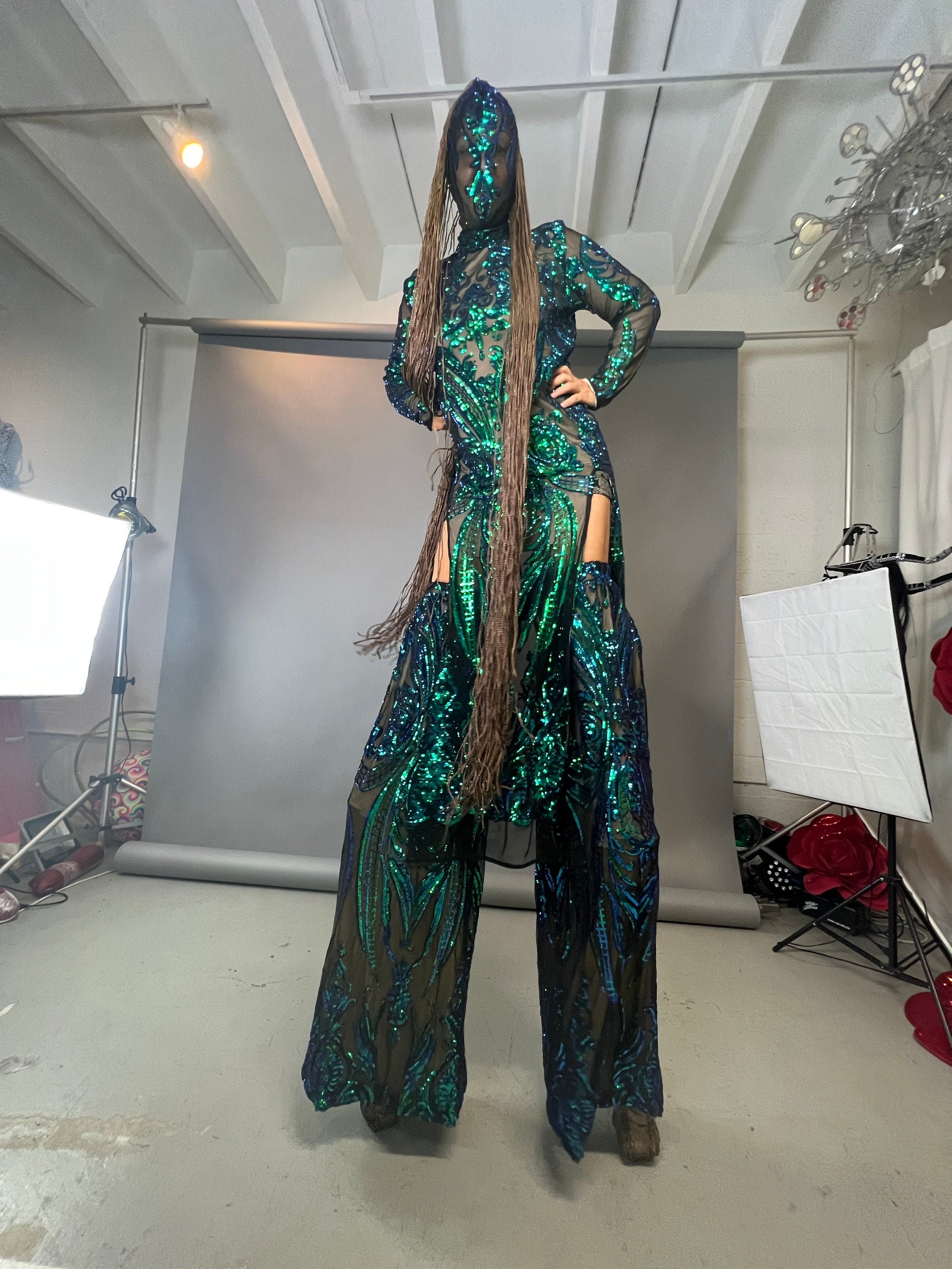 Futuristic Clothing, Alien Costume,festival Outfit, Exotic Dance Wear, Stilts Covers, Trending Now