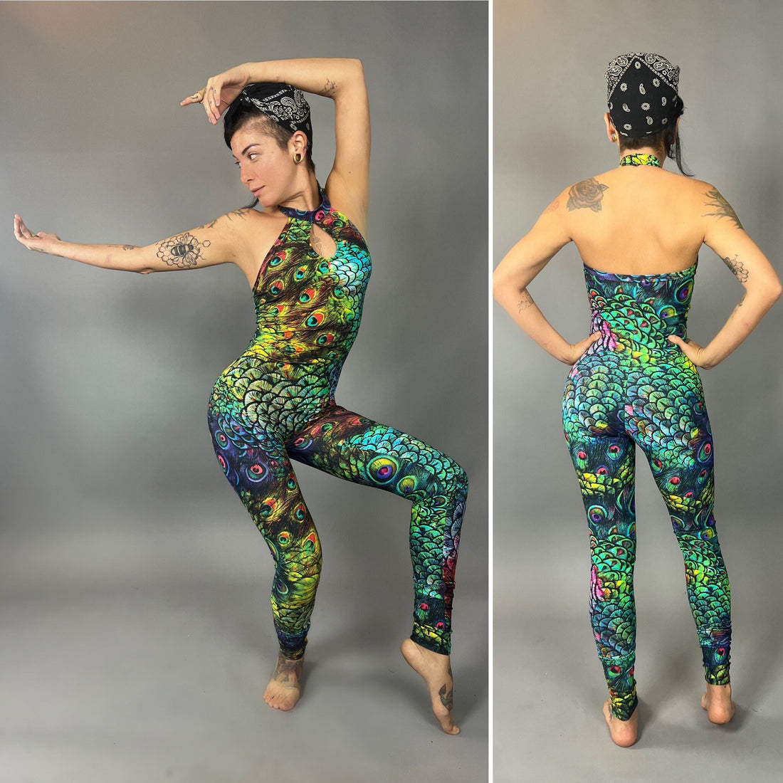 Colorful Peacock Catsuit, Beautiful Lycra Jumpsuit, Festival Fashion, Gymnastic Unitard, Trending Now, Exotic Dance Wear