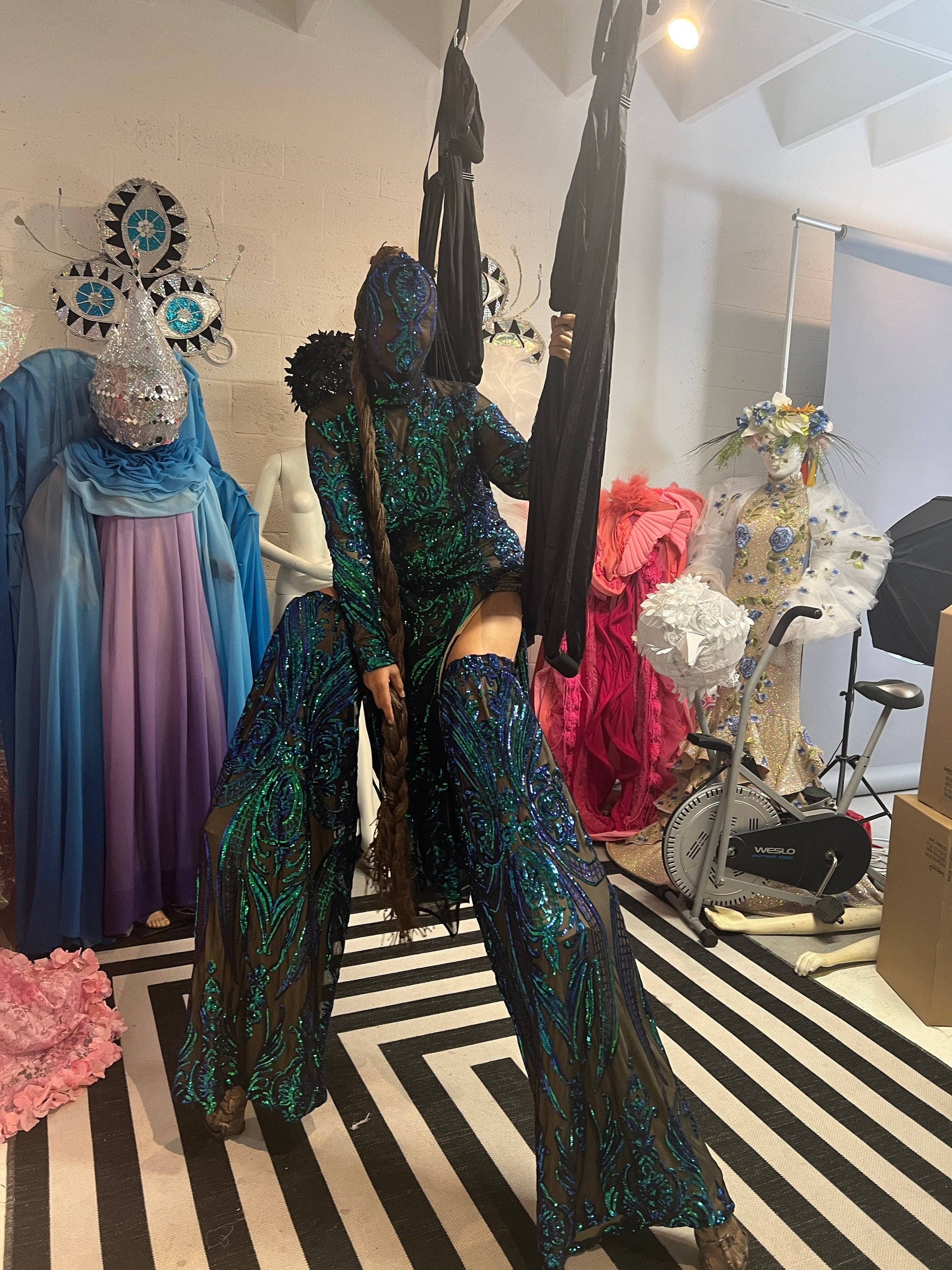 Futuristic Clothing, Alien Costume,festival Outfit, Exotic Dance Wear, Stilts Covers, Trending Now