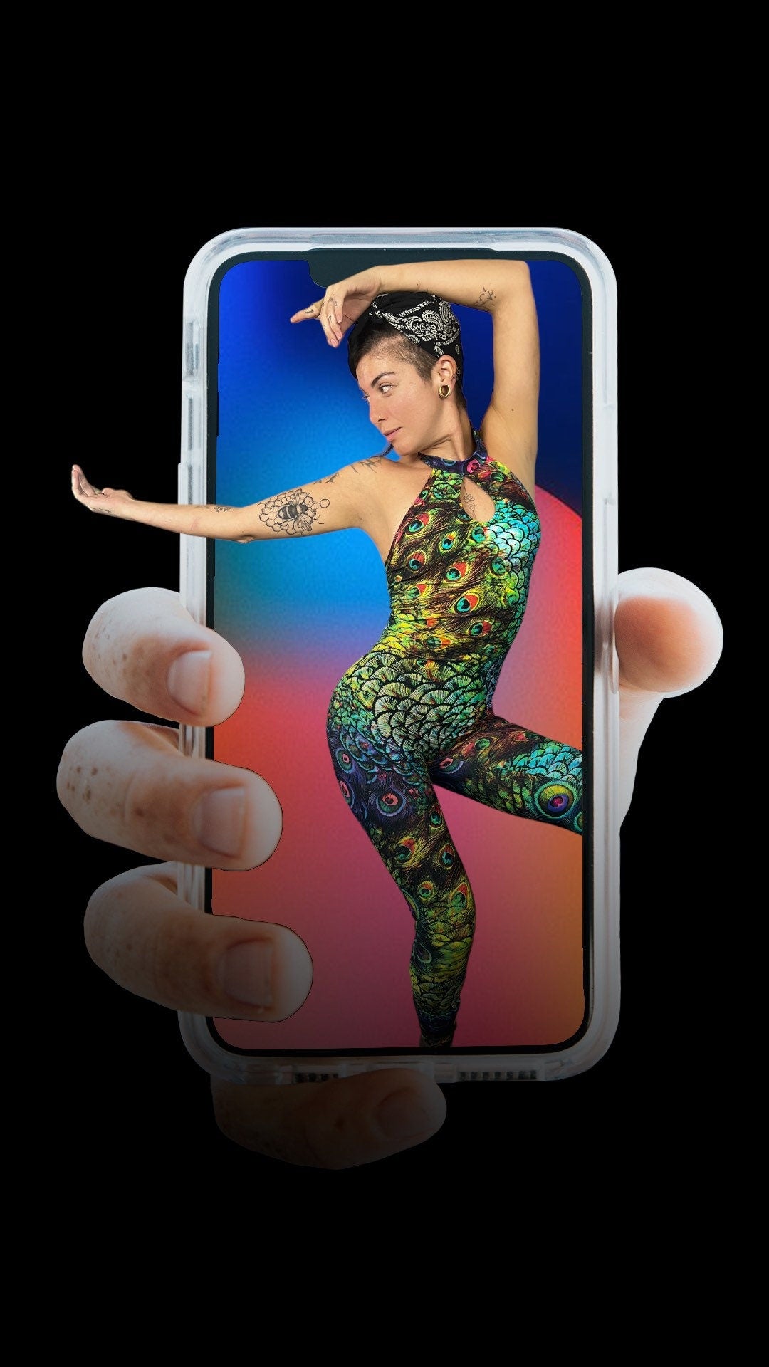 Colorful Peacock Catsuit, Beautiful Spandex Jumpsuit, Festival Fashion, Gymnastic Unitard, Trending Now, Exotic Dance Wear