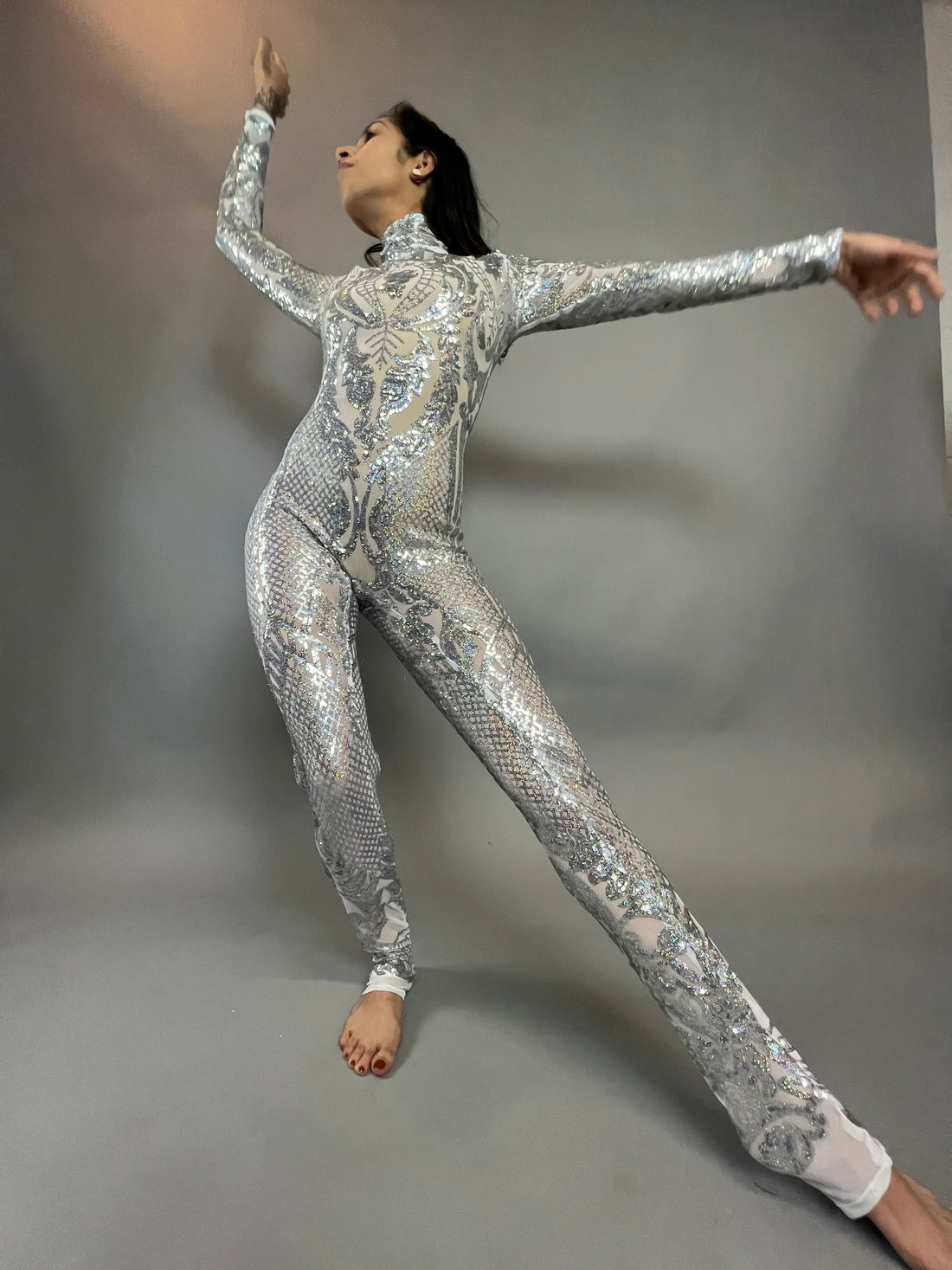 Showgirl Costume, Beautiful Sequins Bodysuit, Jumpsuit for Gymnastics, Stage Wear, Exotic Dance Wear, Trending Now
