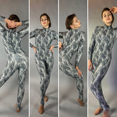 Floral Lycra Catsuit, High Neckline, Full Arm Coverage