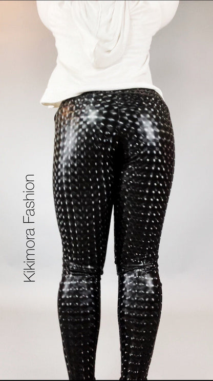 Hot Leggings, Leather Pants Women or Men, Futuristic Clothing, Like Latex, Party Leggings, Club Wear, Dress Pants