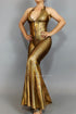 Golden Bell Bottom Jumpsuit, Halterneck, Backless, Sleeveless