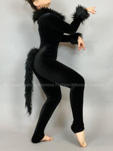 Black Cat Costume, Boatneck, Full Sleeves, Includes a Furry Tail