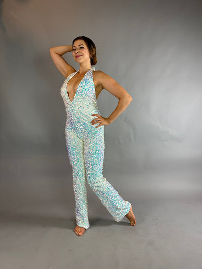 Swan Sparkly Jumpsuit, trending now, exotic dance wear, disco catsuit, bridal bodysuit