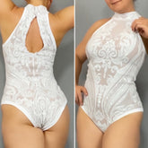 Showgirl Costume, Beautiful Sequin Leotard, Exotic Dancewear, Trending Now, Bridal Leotard