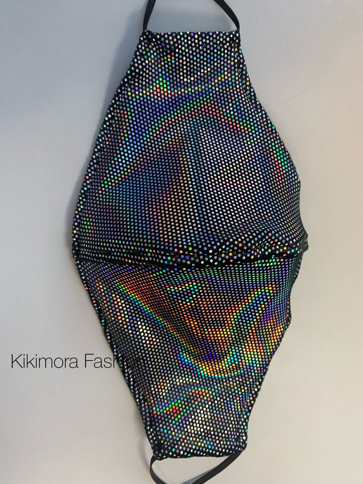 Beautiful Black Iridescent Face Mask, Breathing Mask, Reusable Shiny Velvet, HEPA Filter