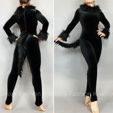 Black Cat Costume, Boatneck, Full Sleeves, Includes a Furry Tail