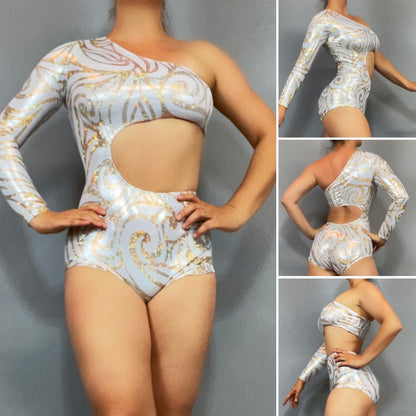 Leotard Costume for Gymnasts, Circus Outfit, Futuristic Clothing, Exotic Dance Wear, Pole Dance Costume