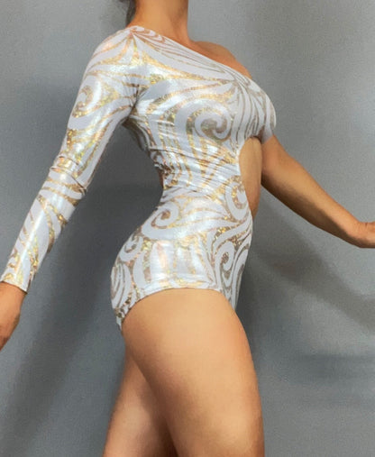 Leotard Costume for Gymnasts, Circus Outfit, Futuristic Clothing, Exotic Dance Wear, Pole Dance Costume