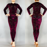 Burgundy Velvet Catsuit, Elegant Catsuit, Exotic Dancewear, Sheer Clothing