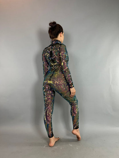 Black Unicorn Beautiful Jumpsuit, Exotic Dancewear, Futuristic Clothing, Trending Now