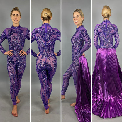 Sequins Catsuit, Exotic Dancewear, Beautiful Jumpsuit for Party, Wedding Bodysuit, Trending Now