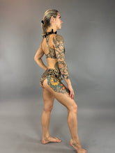 Gold & Black Snakeskin Crop Top & Bottom Set, Open Back, Cheeky Bottoms