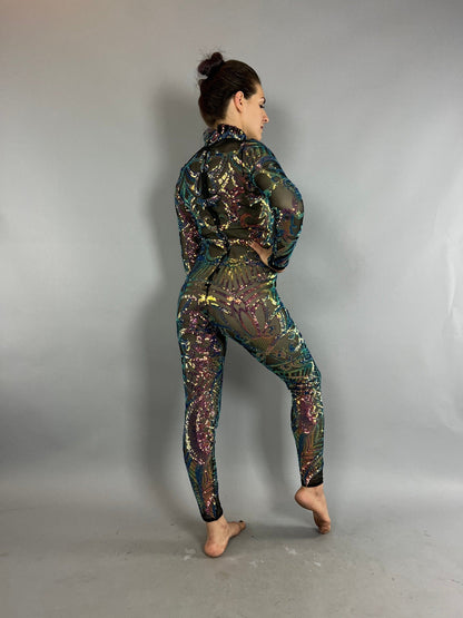 Black Unicorn Beautiful Jumpsuit, Exotic Dancewear, Futuristic Clothing, Trending Now