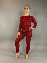 Red Cherry Jumpsuit, Scoop Neck. Full Sleeves