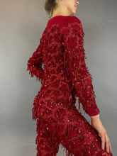 Red Cherry Jumpsuit, Scoop Neck. Full Sleeves
