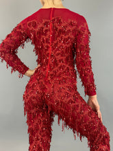 Red Cherry Jumpsuit, Scoop Neck. Full Sleeves