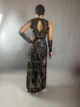 Black Sheer Sequin Dress, Long Slits, Sleeveless, Includes Wristbands