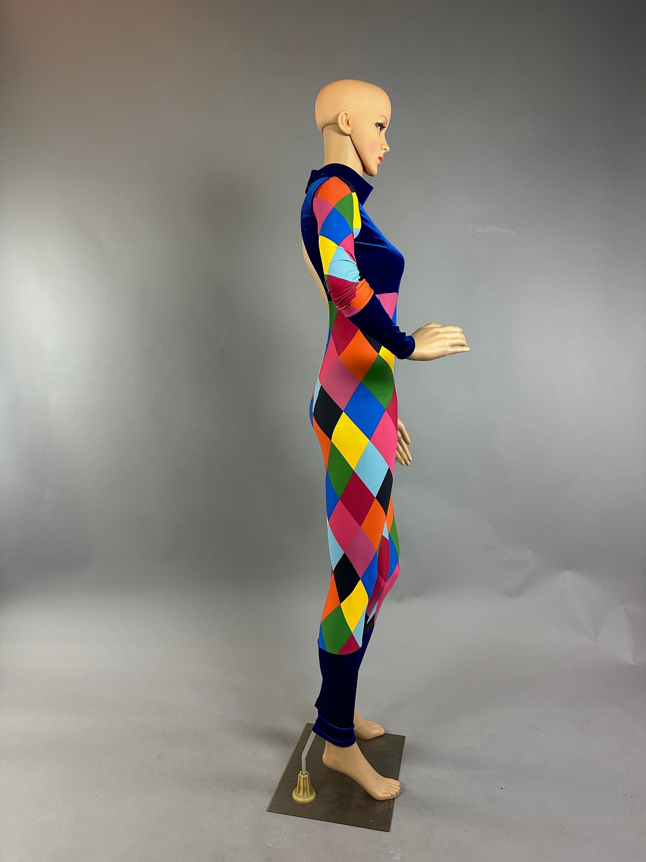 Harlequin costume, new trend, spandex catsuit , bodysuit for woman or man. Exotic dance wear, gymnastic uniforms