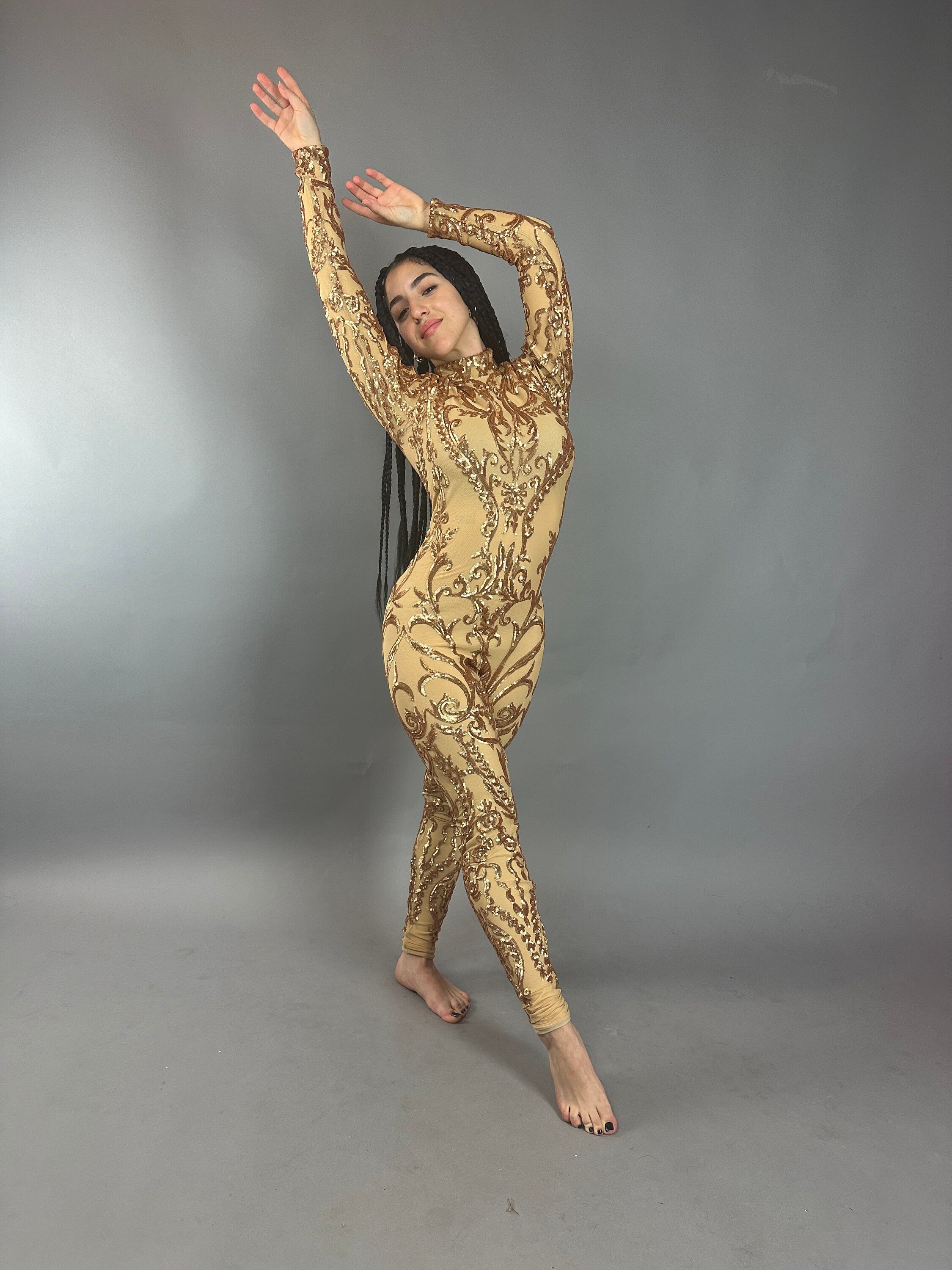 Shiny Gold Sequin Costume, Birthday Jumpsuit, Exotic Dance Wear, Disco Night, Club Outfit, Gymnastic Unitard, Trending Now