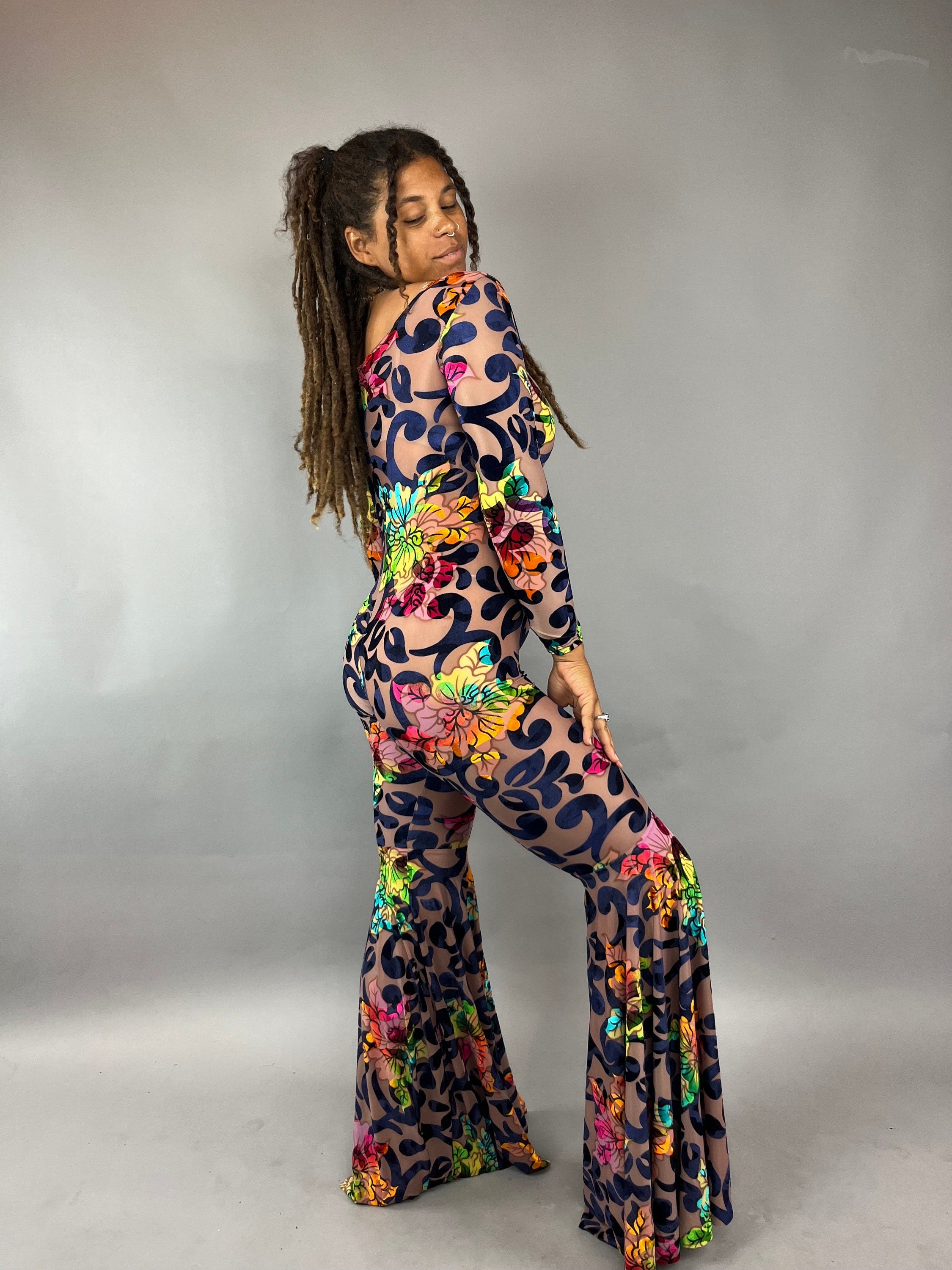 Disco Jumpsuit,festival Outfit, Trending Now, Exotic Dance Wear, Bohemian Pants