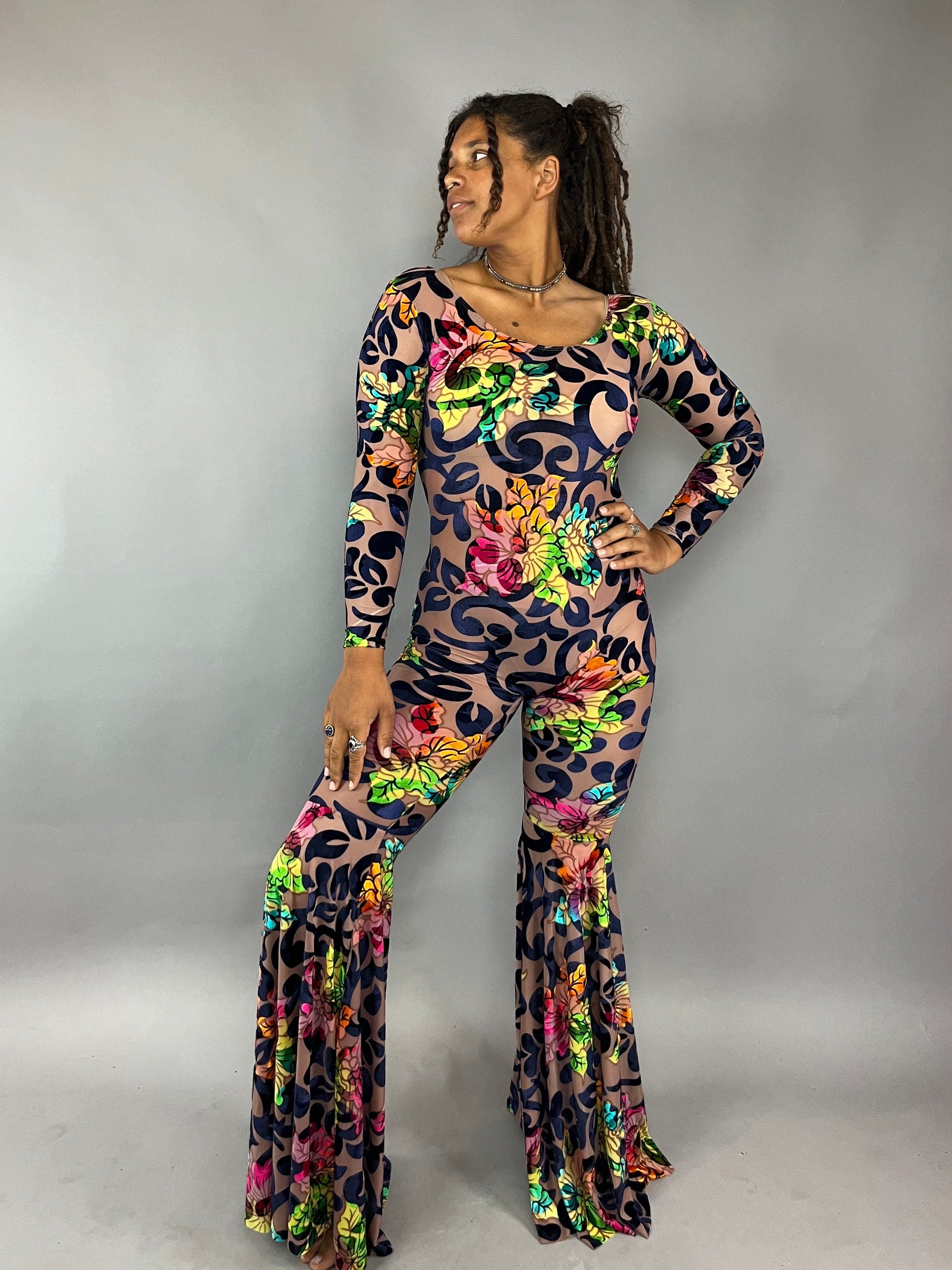 Disco Jumpsuit,festival Outfit, Trending Now, Exotic Dance Wear, Bohemian Pants