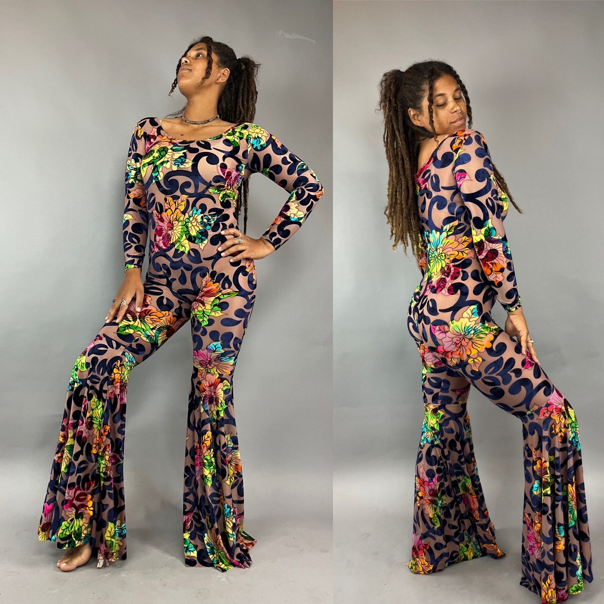 Disco Jumpsuit,festival Outfit, Trending Now, Exotic Dance Wear, Bohemian Pants