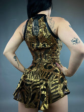 Glamorous Black & Gold Sequin Leotard: Show Girl Costume, Salsa Dancer Bodysuit, Exotic Dance Wear