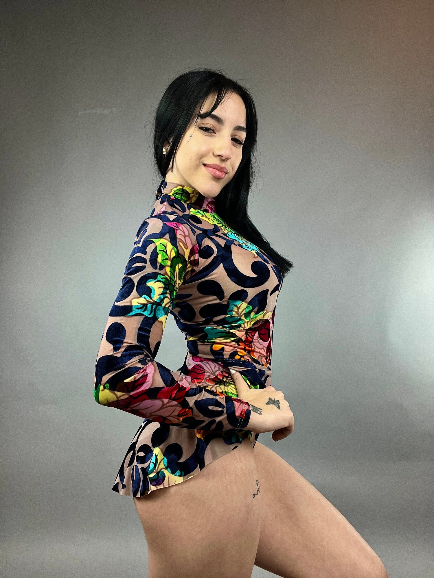 Exotic Dance Wear, Floral Pattern, Spandex Leotard, Dance Costume, Circus Outfit, Trending Now, Festival Outfit
