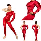 Costume for Dancers, Elegant Ruffle Catsuit, Gymnastic Unitard, Exotic Dance wear, Bodysuit for woman, Circus outfit.