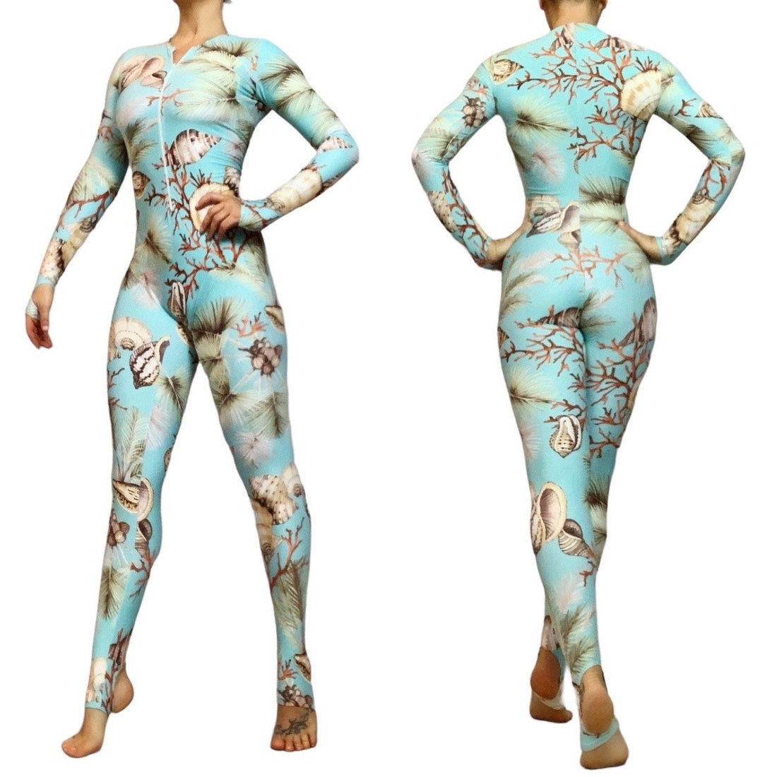 Under the Sea Outfit, Beautiful Seashell Bodysuit for Women, Activewear, Wetsuit, Mermaid Costume, New Trend Made in USA