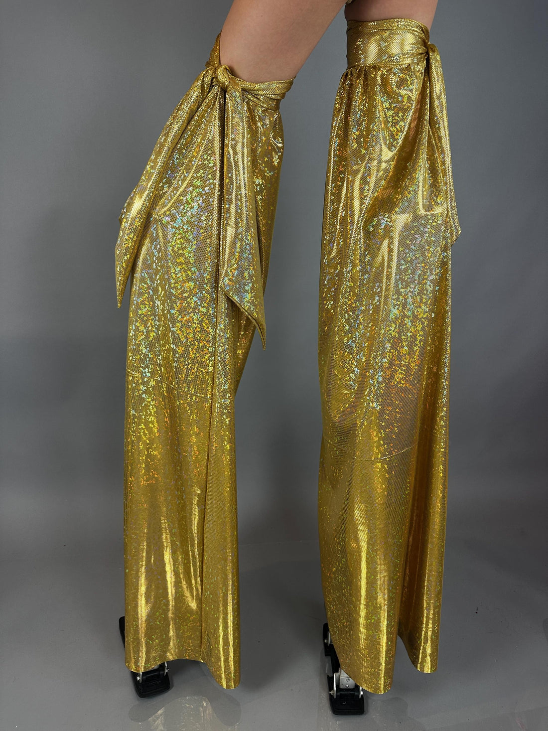 Gold Shiny Stilt Cover, Long And Flared Pant Covers