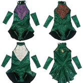 Shiny Green Leotard, Halterneck, Hand Accessories