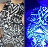 Spandex catsuit, yoga jumpsuit, exotic dance wear, geometric print, Spandex bodysuit, unisex clothing, Trending Now.