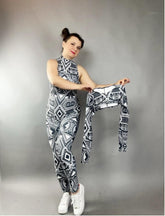 Spandex catsuit, yoga jumpsuit, exotic dance wear, geometric print, Spandex bodysuit, unisex clothing, Trending Now.