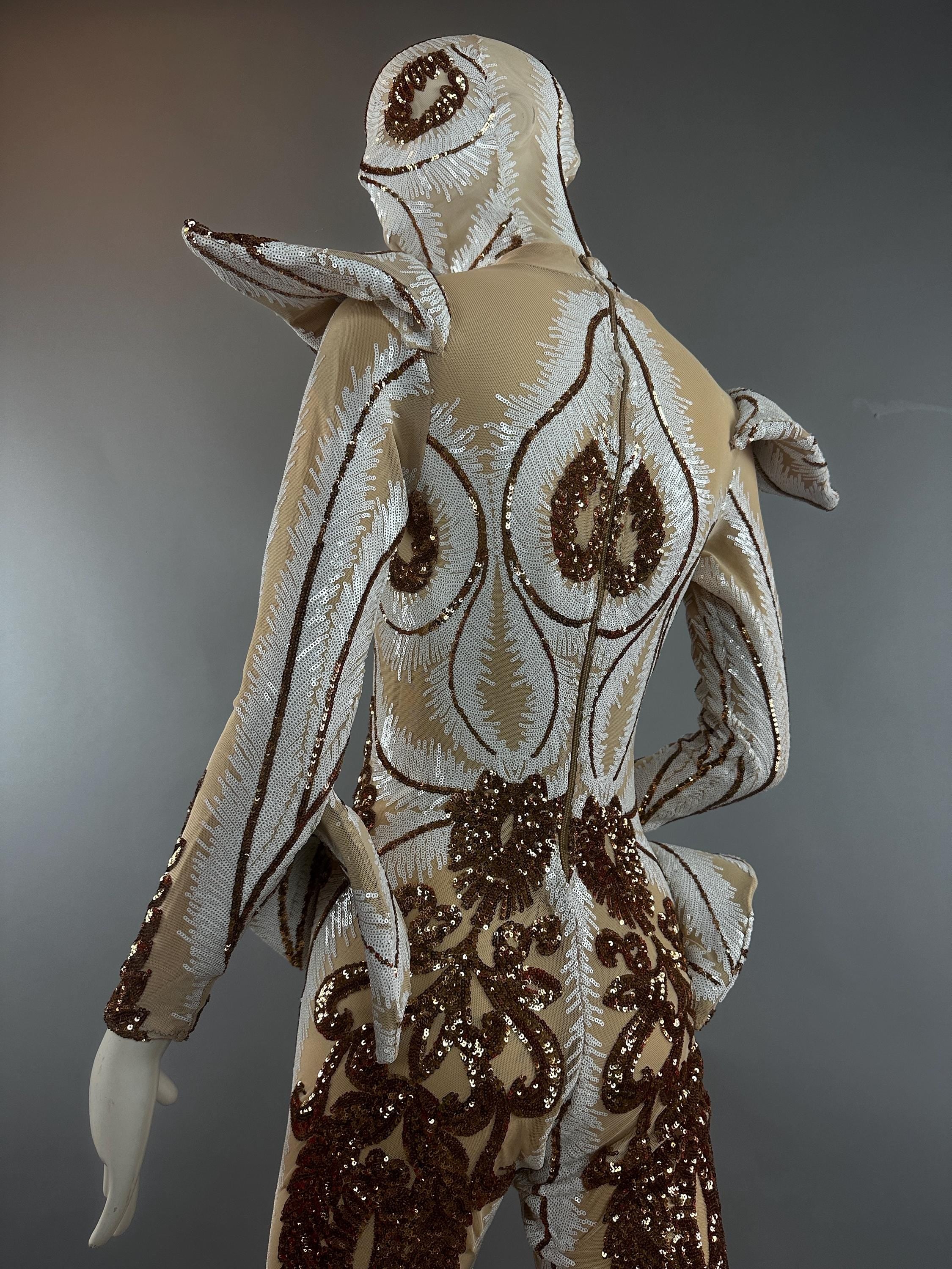Otherworldly Alien Performance Costume: Intergalactic Bellbottom Catsuit for Stage Shows &amp; Circus Acts