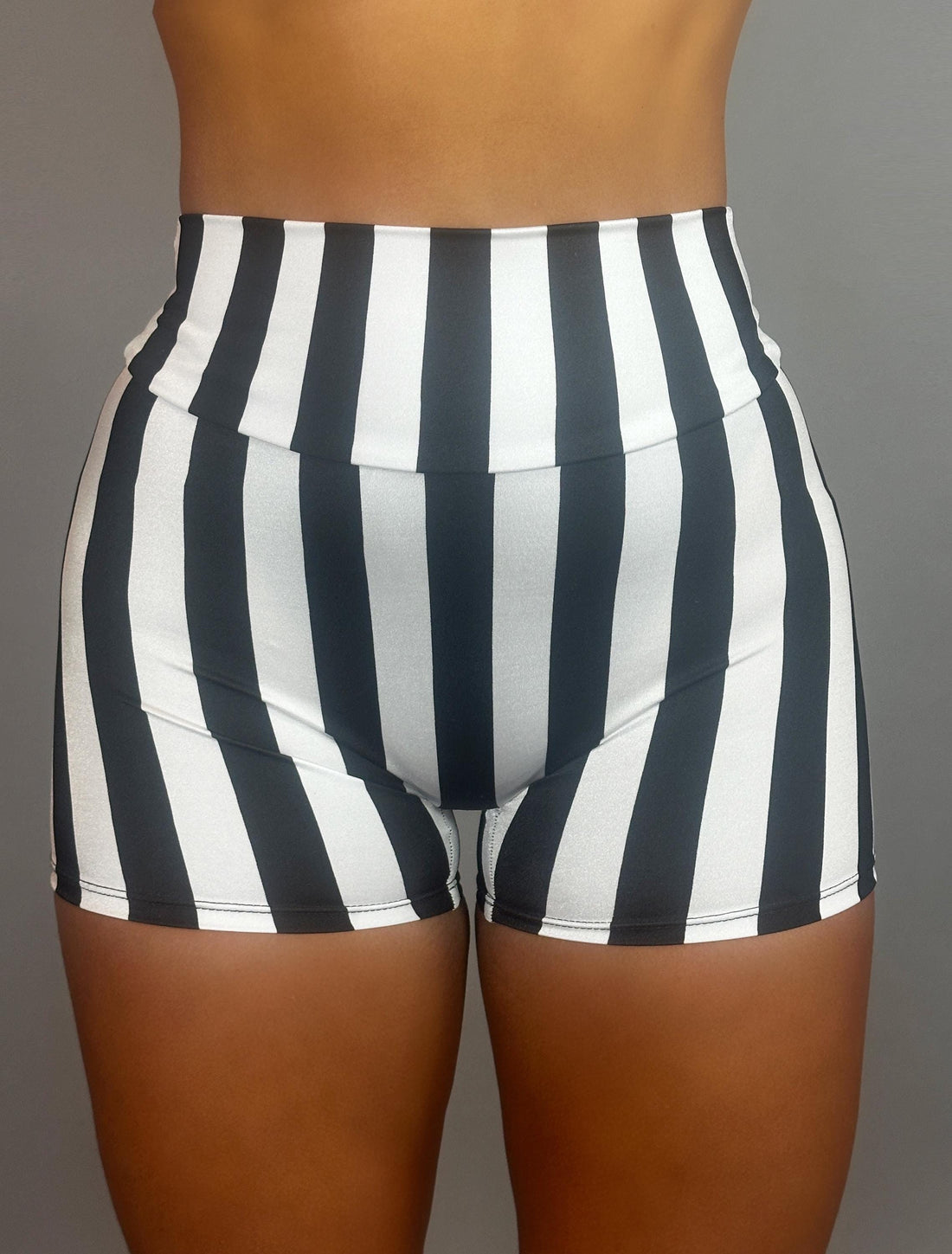 High-Waisted Stripes Print Yoga Shorts for Women - Pole Dance, Activewear, Biker Style