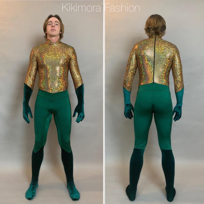 Green custom spandex Bodysuit: Halloween Jumpsuit, Dance Costume