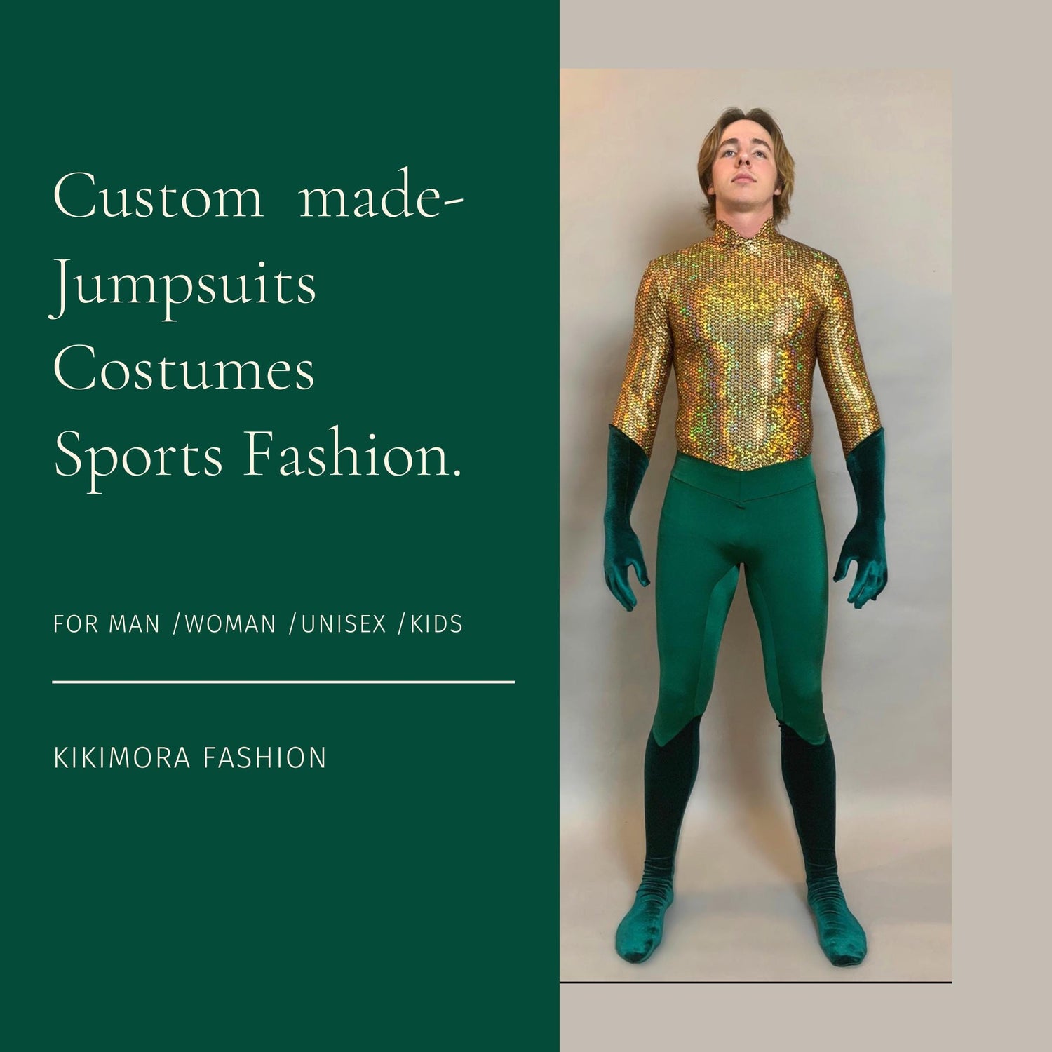 Green custom spandex Bodysuit: Halloween Jumpsuit, Dance Costume