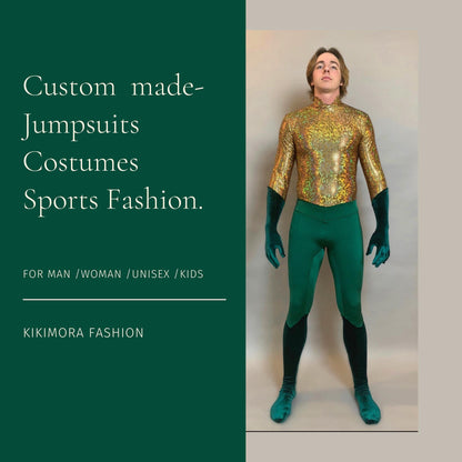 Green custom spandex Bodysuit: Halloween Jumpsuit, Dance Costume