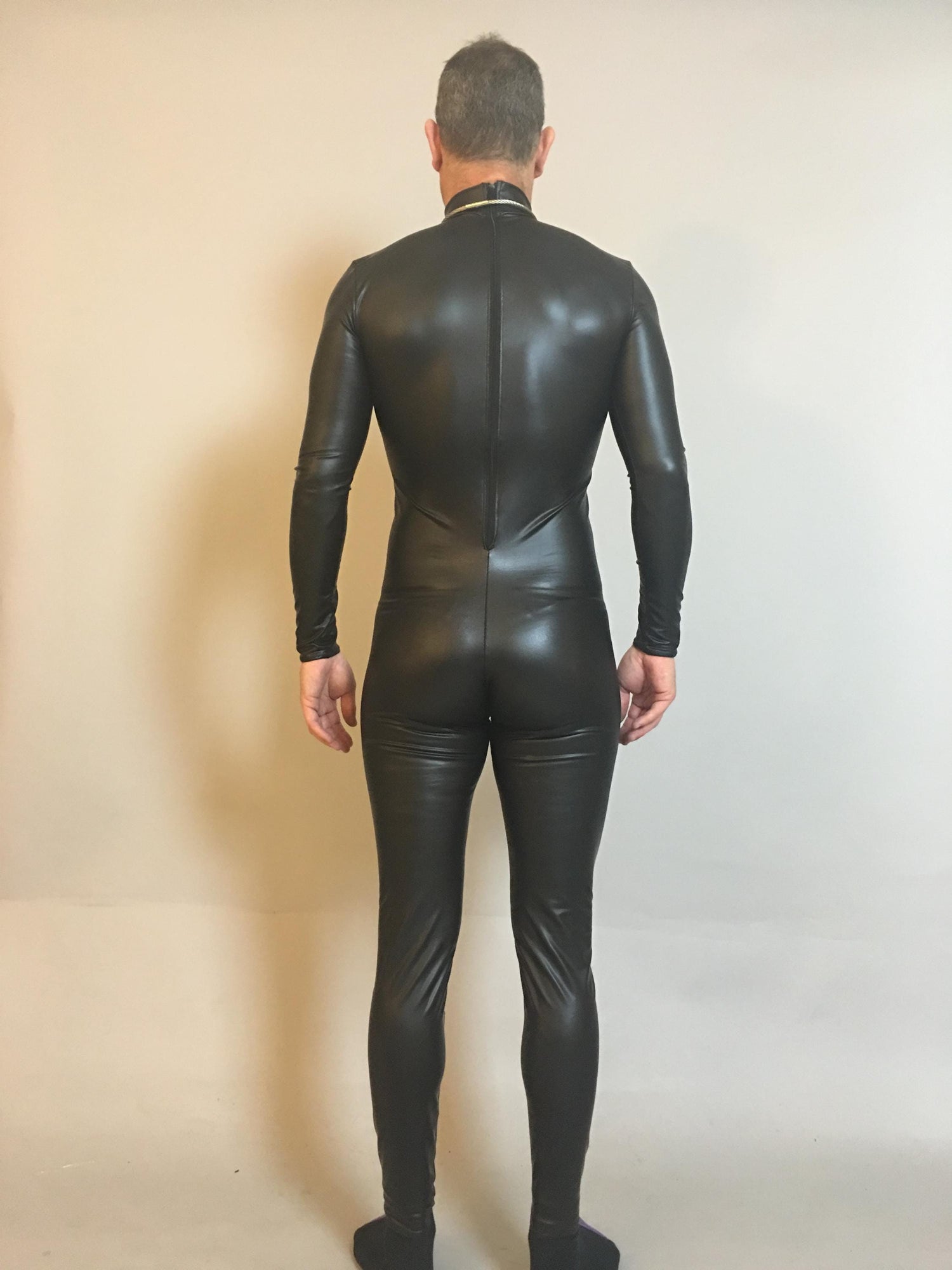 Black jumpsuit for man. Costume for circus performers, dancers, festivals, cosplay.