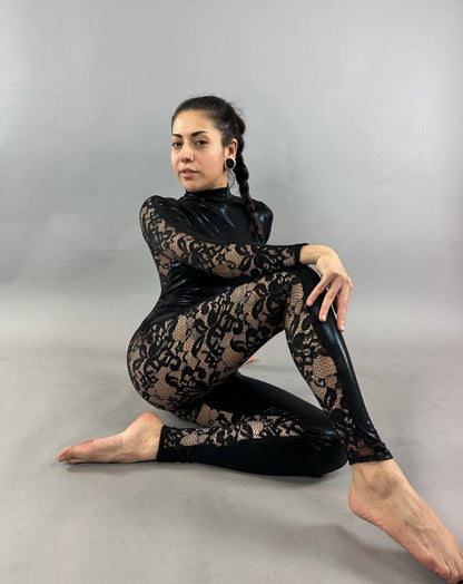 Elegant Spandex Jumpsuit for Festival, Club, Dance, Gymnastics, Aerialist &amp; Cosplay Performances